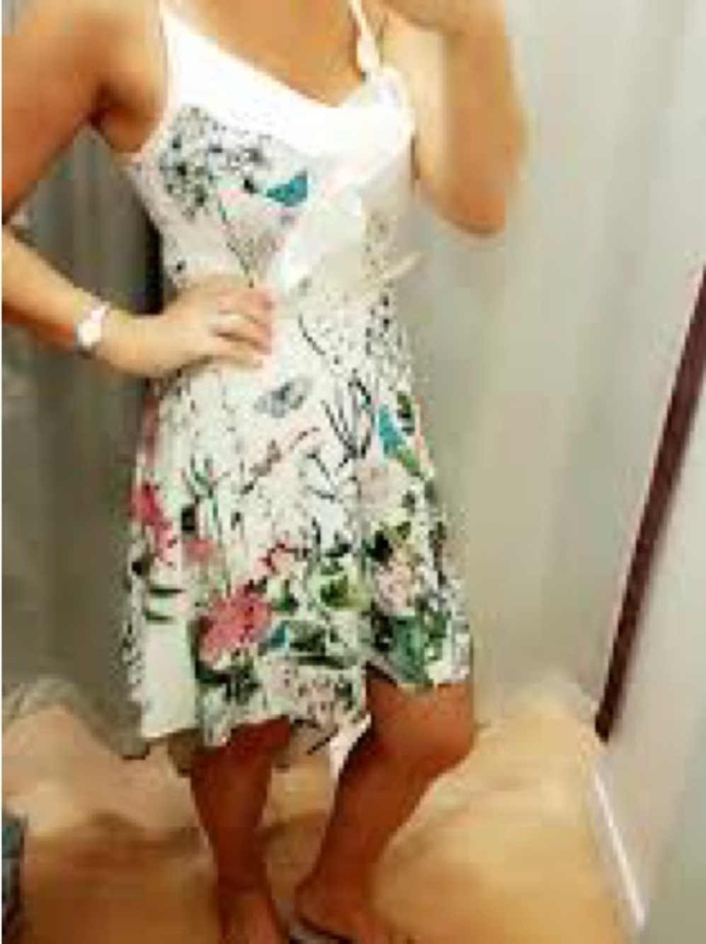 Asos Oasis White Floral Mini Dress with ruffles